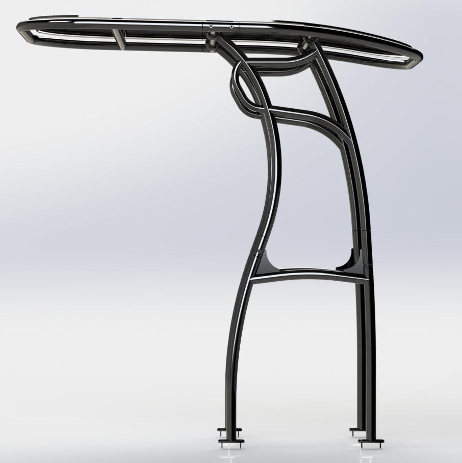 black powder-coat boat top