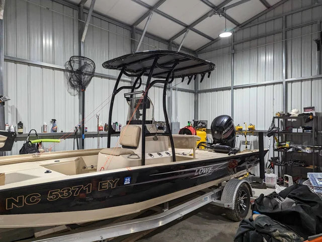 lowe boat center console t top black