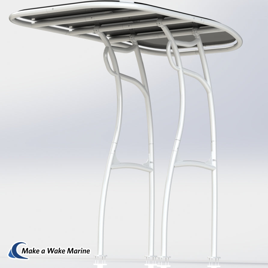 white powdercoated boat t top center console