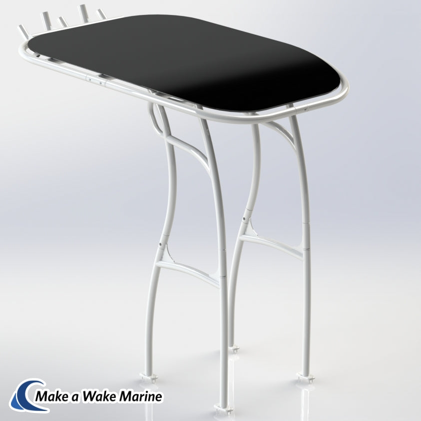 white t top black canopy 5 rod holder