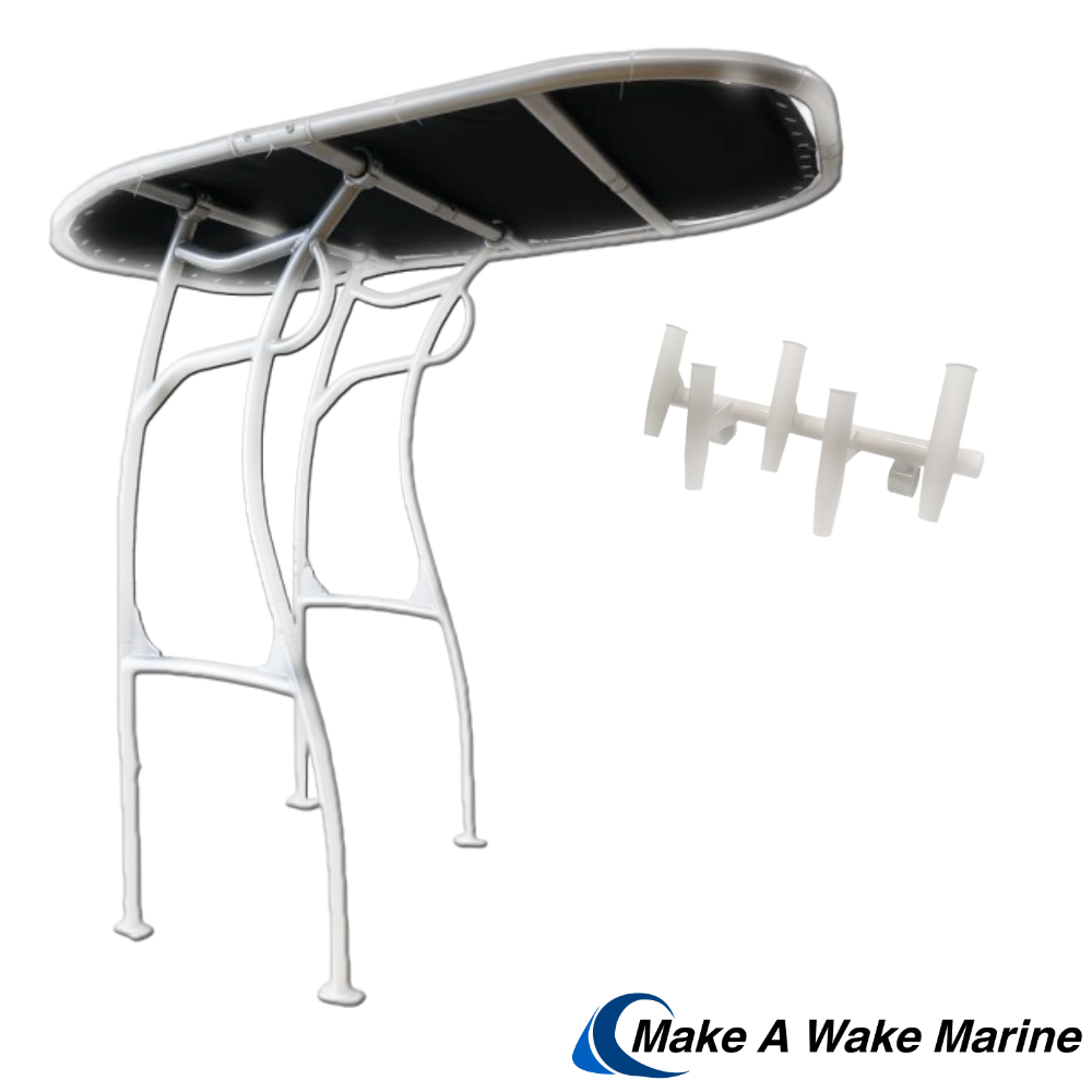 white t top with 5 rod holder universal