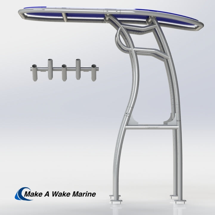 Anodized Aluminum Pro 600 Heavy Duty T-Top w/ 5 Rod Holder