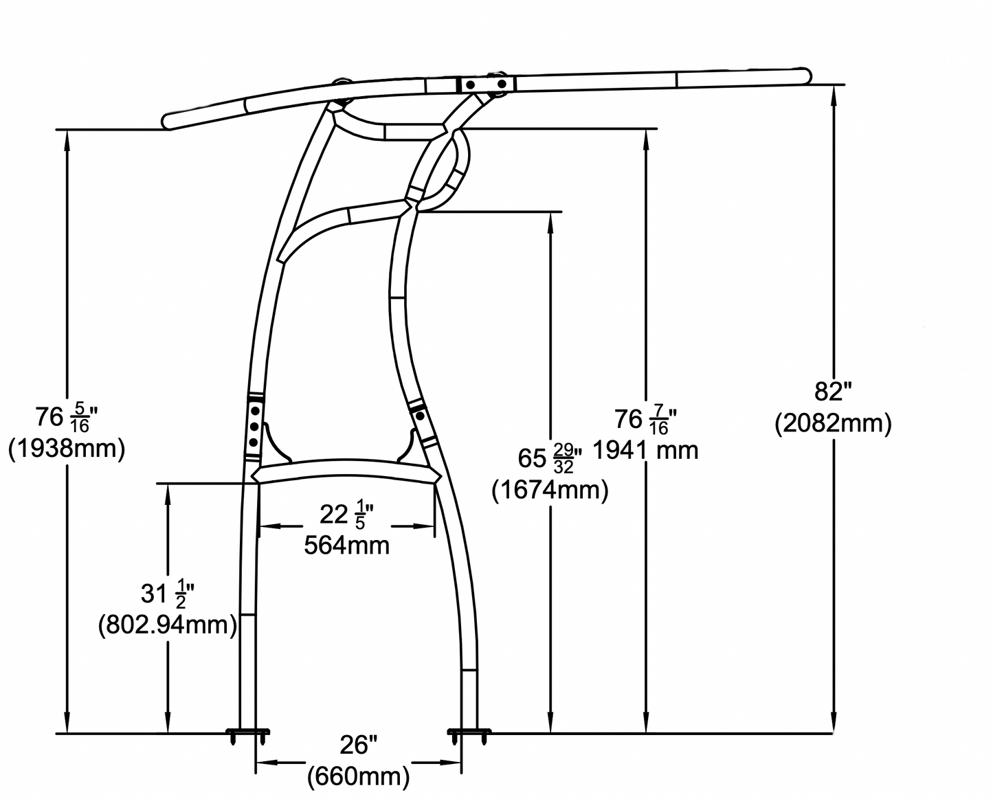 Anodized Aluminum Pro 600 Heavy Duty T-Top Package