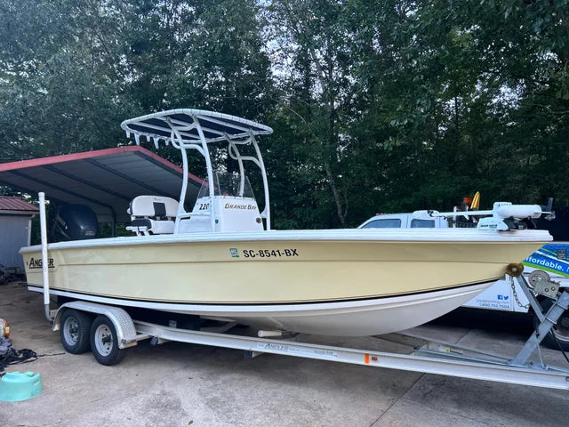 angler boat t top with 5 rod holder
