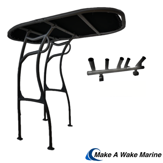 Black Powder Coated Pro 600 Heavy Duty T-Top w/ 5 Rod Holder