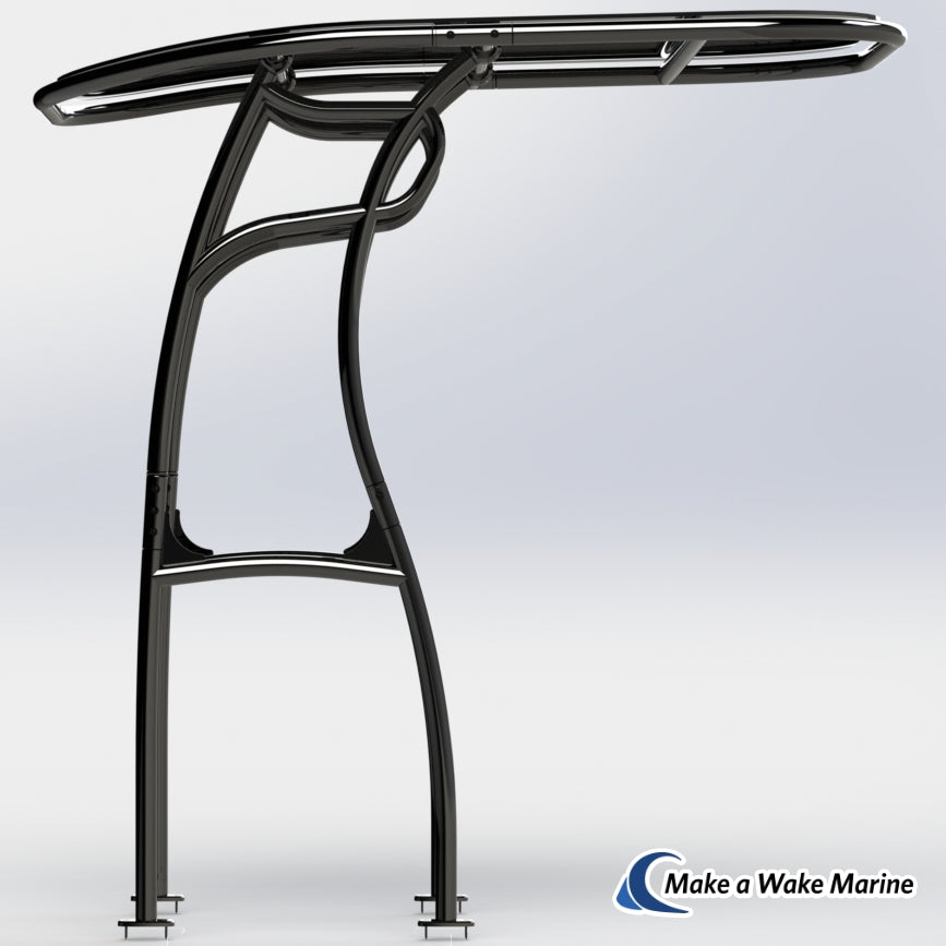 black boat t top powder coat center console