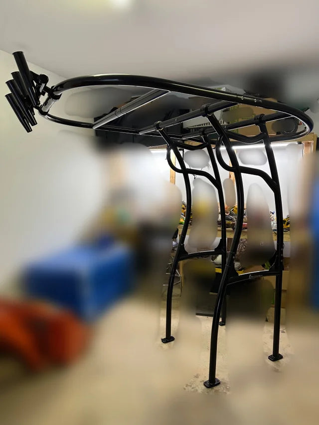 black powder coat t top with 5 rod holder