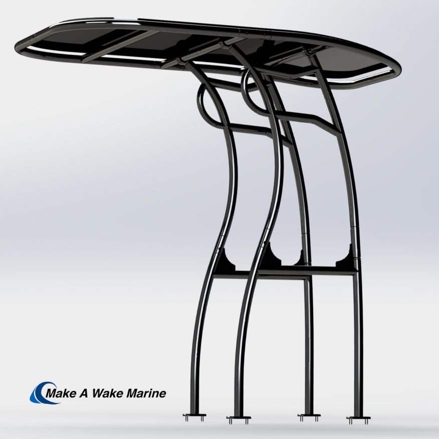 Black Powder Coated Pro 600 Heavy Duty T-Top w/ 5 Rod Holder