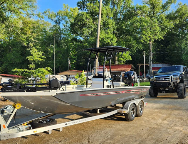 lowe boat t top and rod holders black