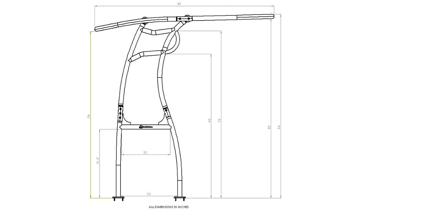 Black Powder Coated Pro 600 Heavy Duty T-Top Package