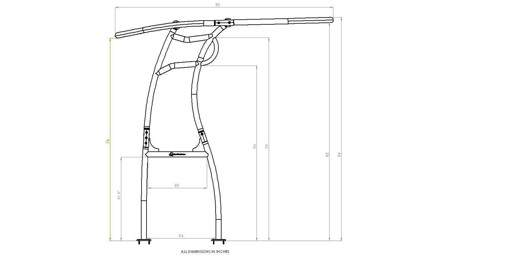 Black Powder Coated Pro 600 Heavy Duty T-Top w/ 5 Rod Holder